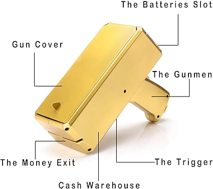 Gold Money Guns Shooter, Super Money Gun Make it Rain Toy Gun,