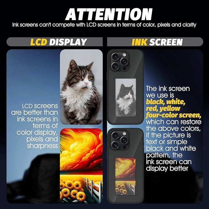 Smart NFC Ink Phone Case Compatible for iPhones, Customizable E-Ink Screen