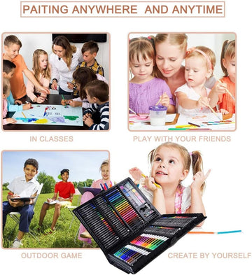 Plastic Kids New 150 Pcs Deluxe Art Set Box Drawing Kit