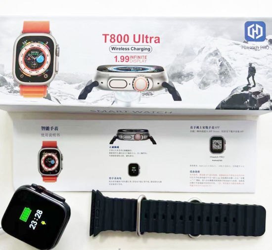 Hiwatch Pro Black T800 Ultra Wireless Charging Smart Watch